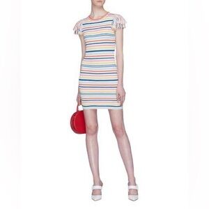 Alice + Olivia Kellin Striped Ruffle Sleeve Sweater Dress size S!